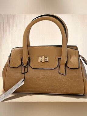 EMPERIA NWT  VEGAN Croc-Texture Tan Top-Handle Satchel